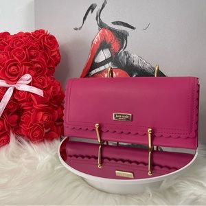 EUC Kate Spade Scalloped Edge Barbie Pink Long Wallet